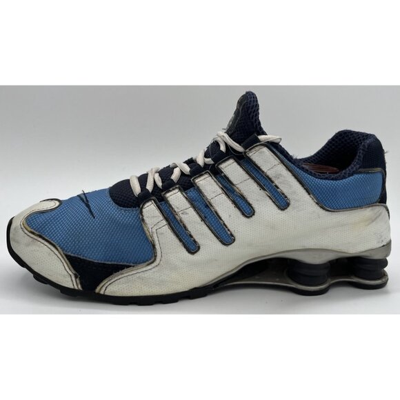 Rare Vintage Nike Shox NZ 305618-445 White Light Blue Navy Shoes Mens Size 10